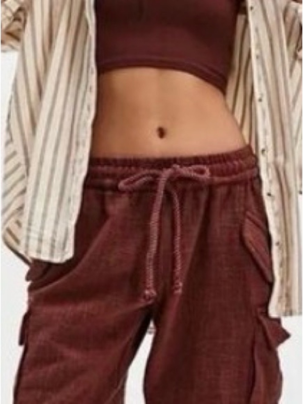 Free People Rust Brown Moxie Cargo Drawstring Shorts